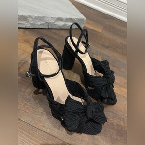 Loeffler Randall Women’s Size 6 Camellia Black Organza Pleated Bow Heel Sandal